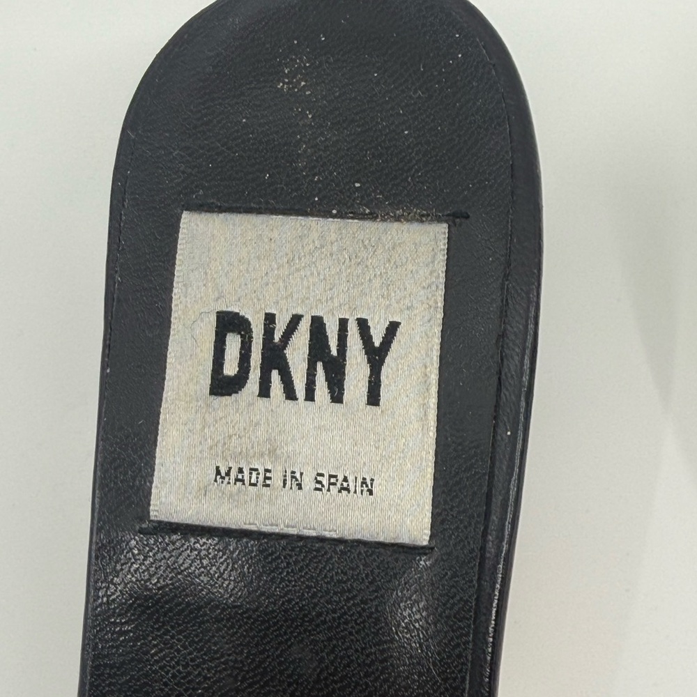 DKNY Black Leather Kitten Heel Mules - Picture 3 of 7